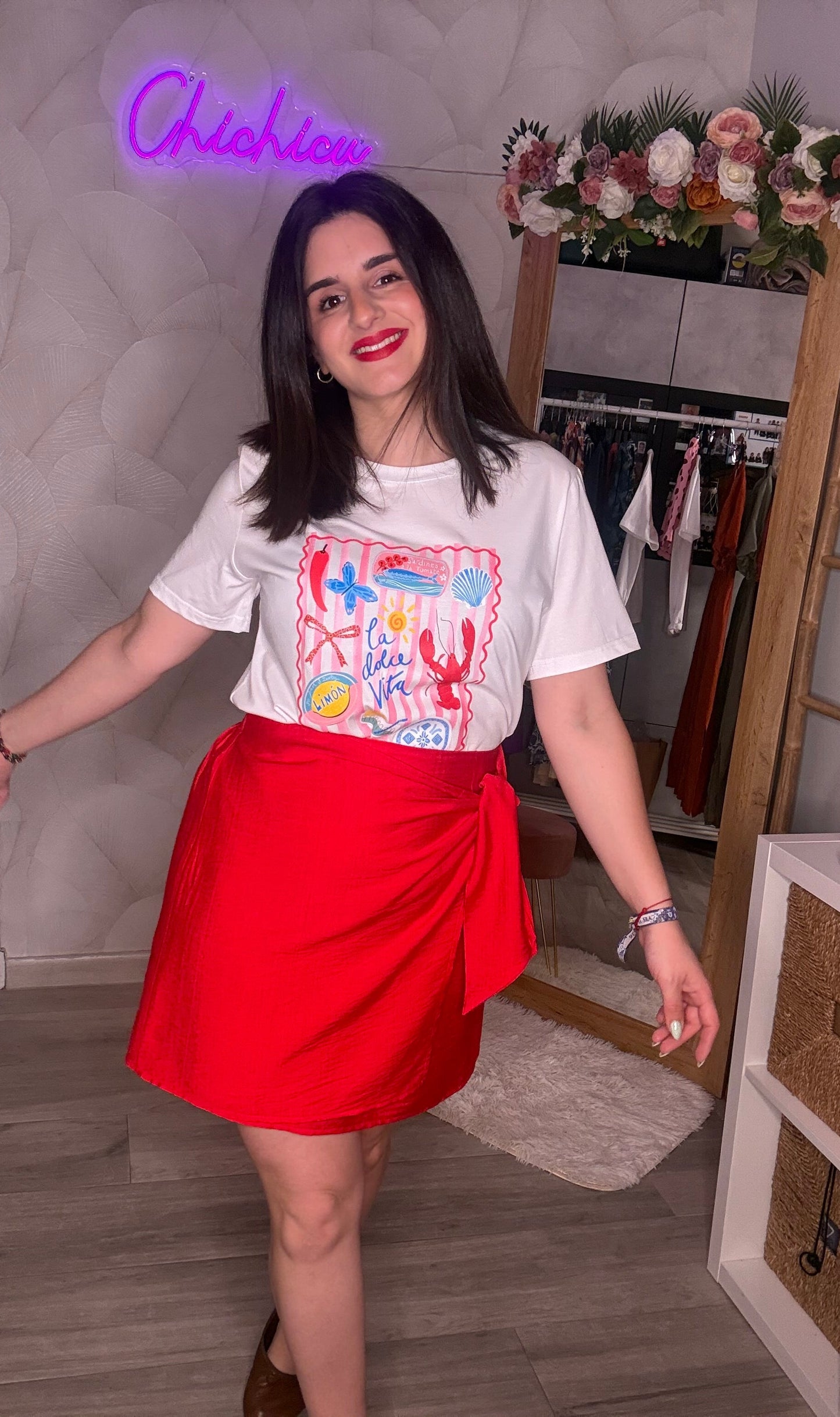 Falda Carmín