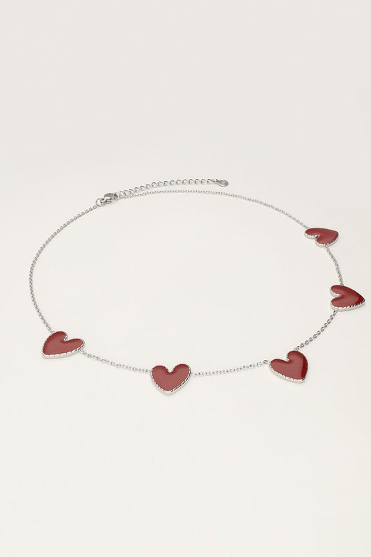 Collar corazón burdeos