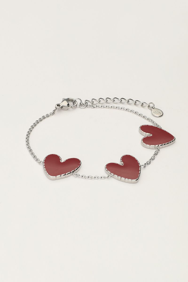 Pulsera corazón burdeos