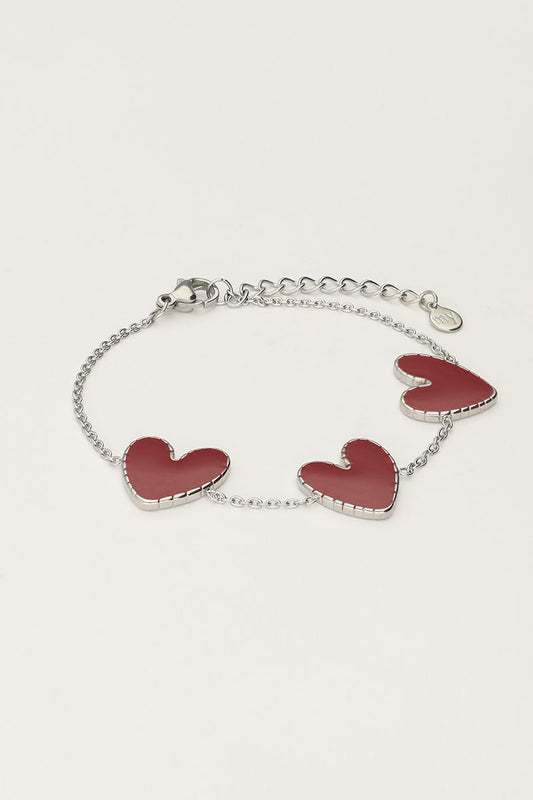 Pulsera corazón burdeos