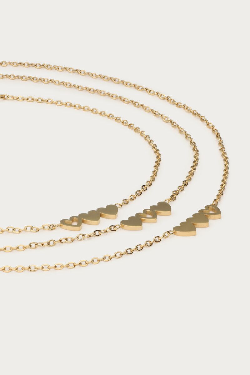 Conjunto de pulseras triple corazón